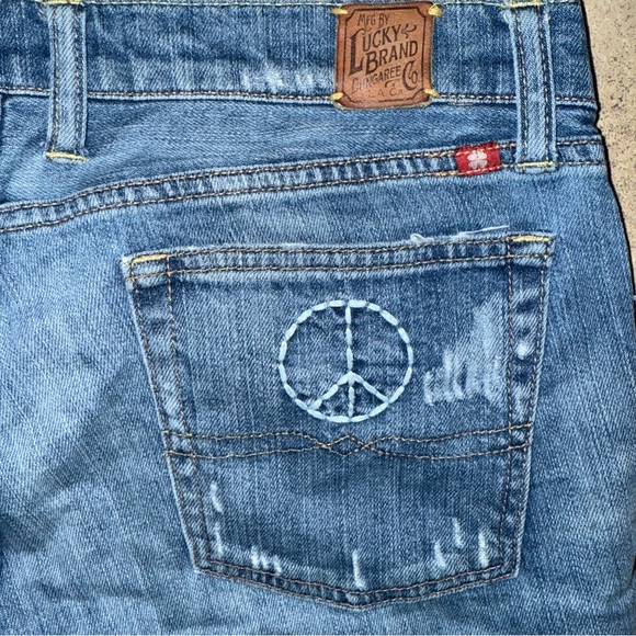 Lucky Brand Lil Maggie Peace Embroidered Flare Low Rise Jeans Size 12 31 - Picture 5 of 10